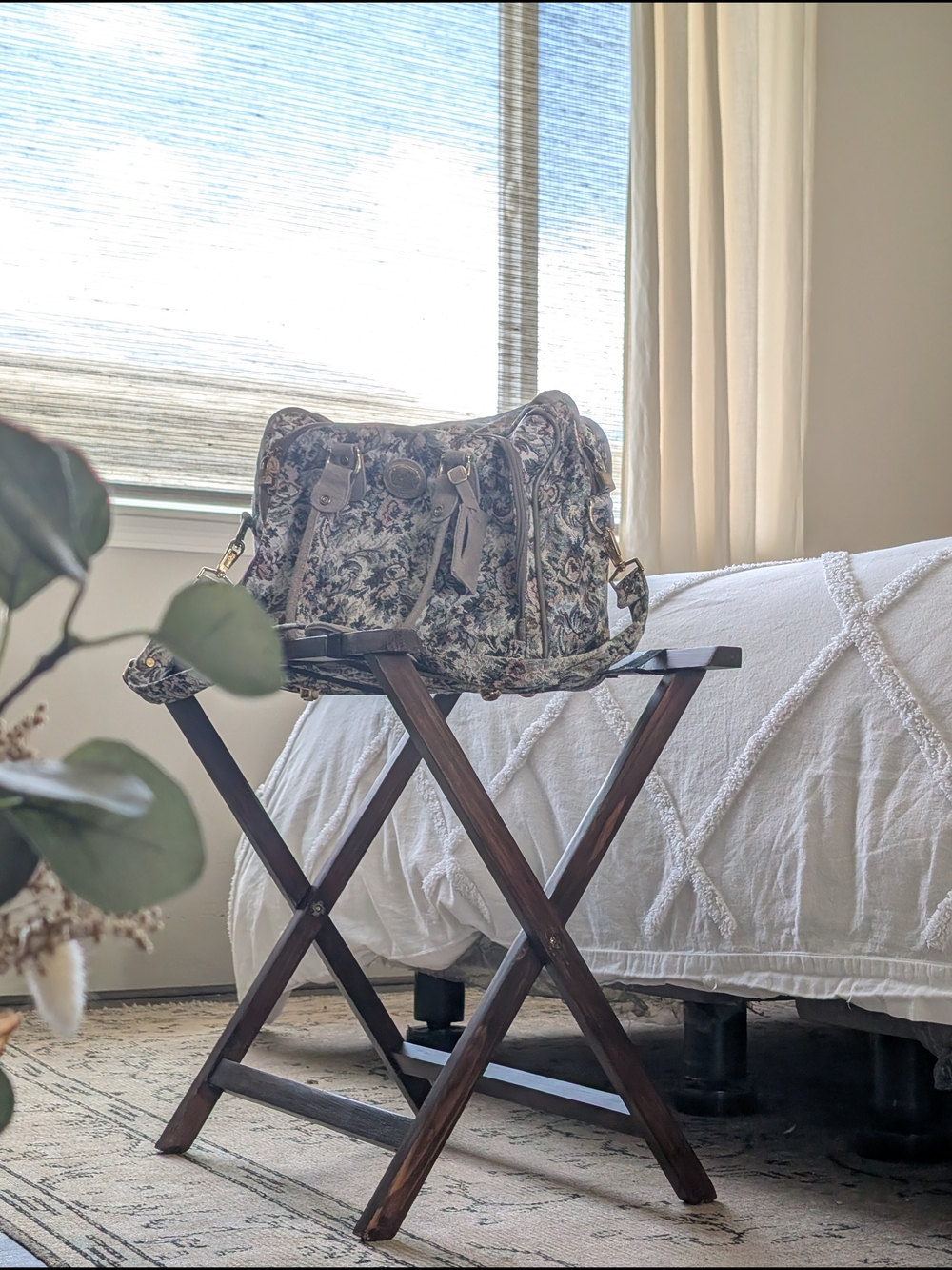 Vintage Ricardo Beverly Hills Floral Tapestry Weekender Travel Bag
